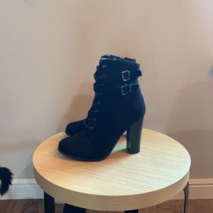 Black chunky heel boots